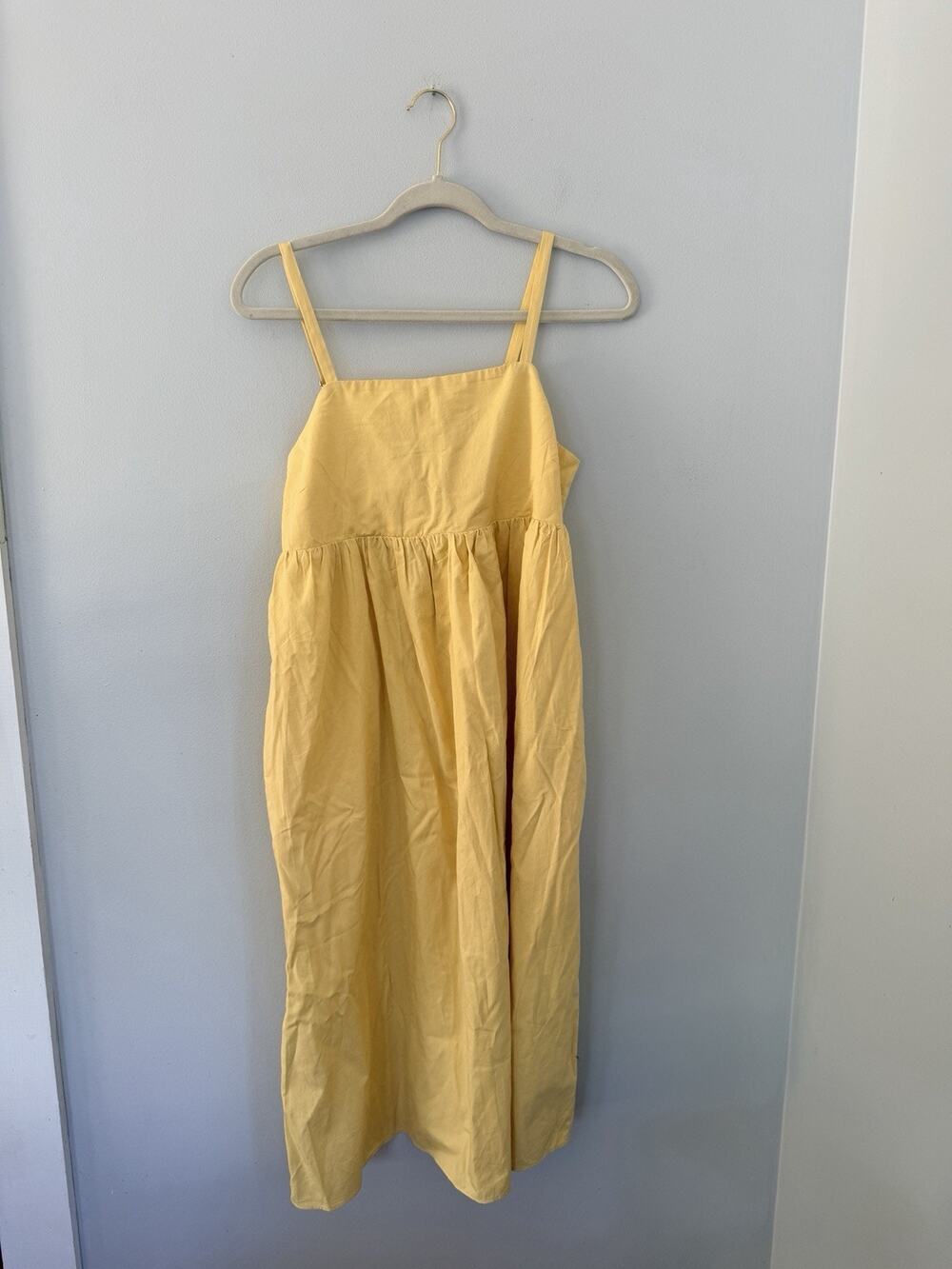 Madewell Summertime Cami Midi Dress Size SP Adjustable Straps Yellow Cottage